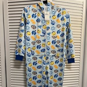 Lola And The Boys Hanukkah One Piece Hooded Pajamas Adult Small DISCONTINUED NWT